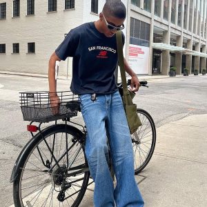 Concert Outfit Vintage Folds Loose Jeans