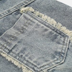 Concert Outfit Vintage Fringed Raw-Edge Jeans