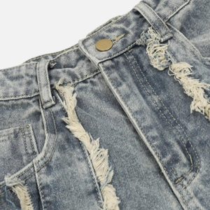 Concert Outfit Vintage Fringed Raw-Edge Jeans