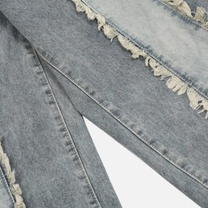 Concert Outfit Vintage Fringed Raw-Edge Jeans