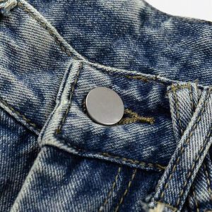 Concert Outfit Vintage Fringed Raw-Edge Oversized Jeans