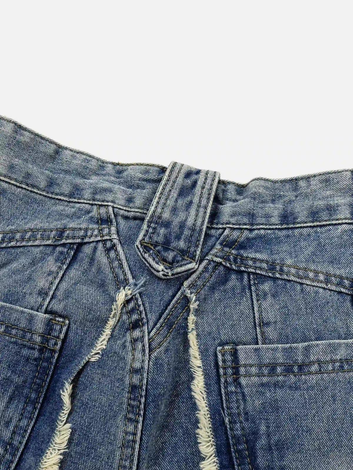 Concert Outfit Vintage Fringed Raw-Edge Oversized Jeans Concert Outfit Vintage Fringed Raw-Edge Oversized Jeans