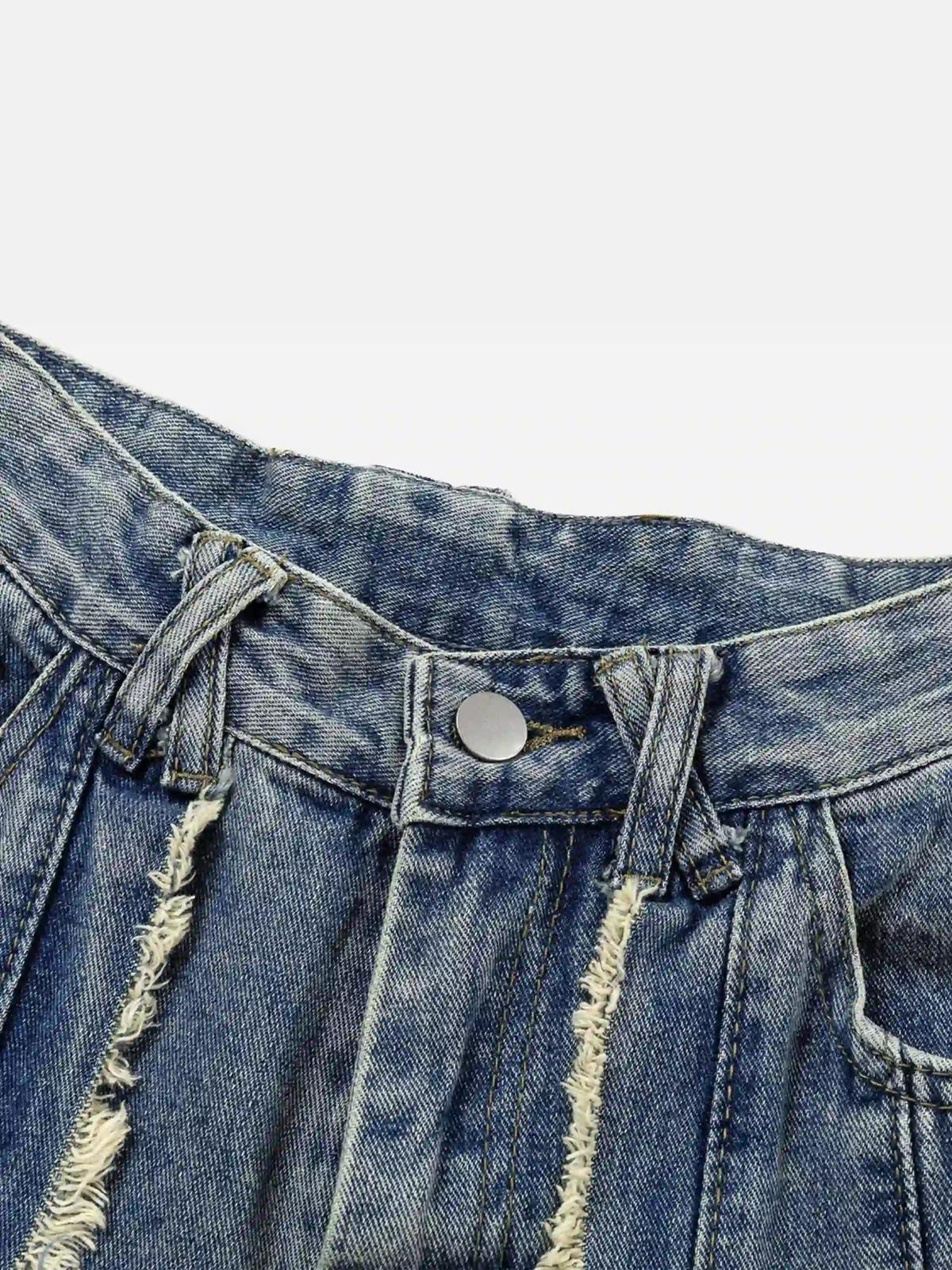 Concert Outfit Vintage Fringed Raw-Edge Oversized Jeans Concert Outfit Vintage Fringed Raw-Edge Oversized Jeans