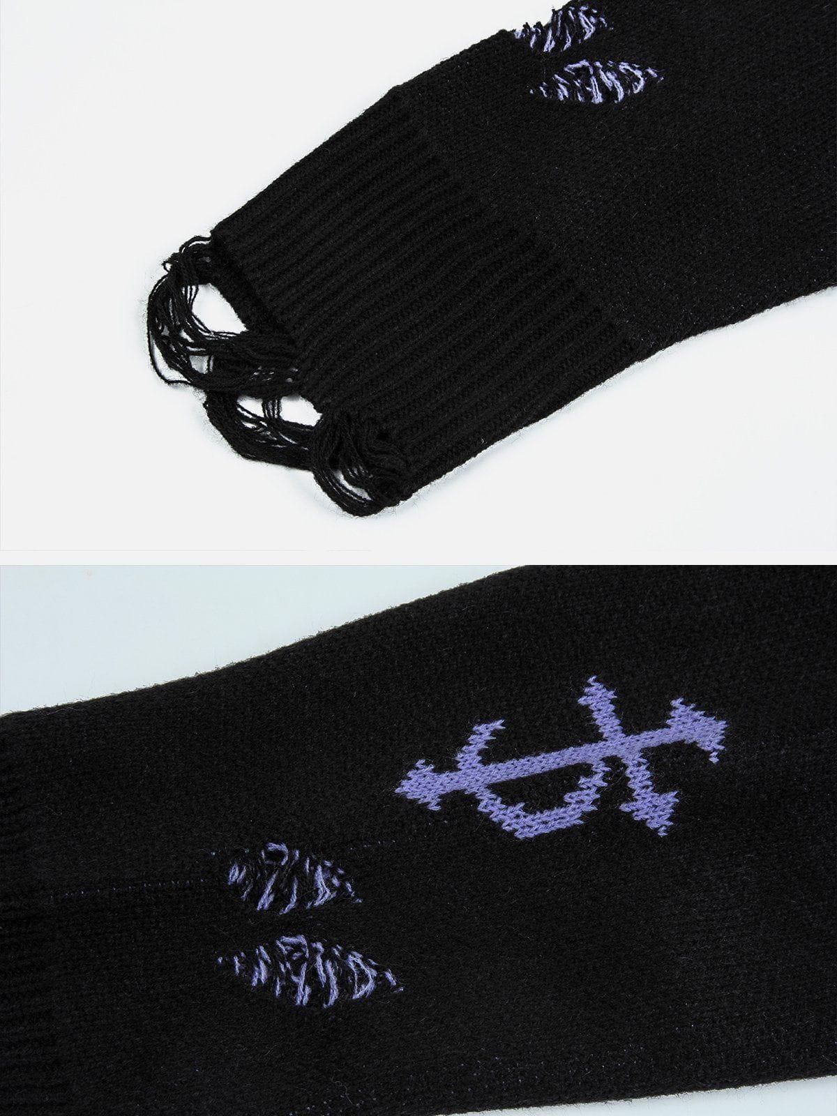 Concert Outfit Vintage Gothic Ripped Sweater Concert Outfit Vintage Gothic Ripped Sweater