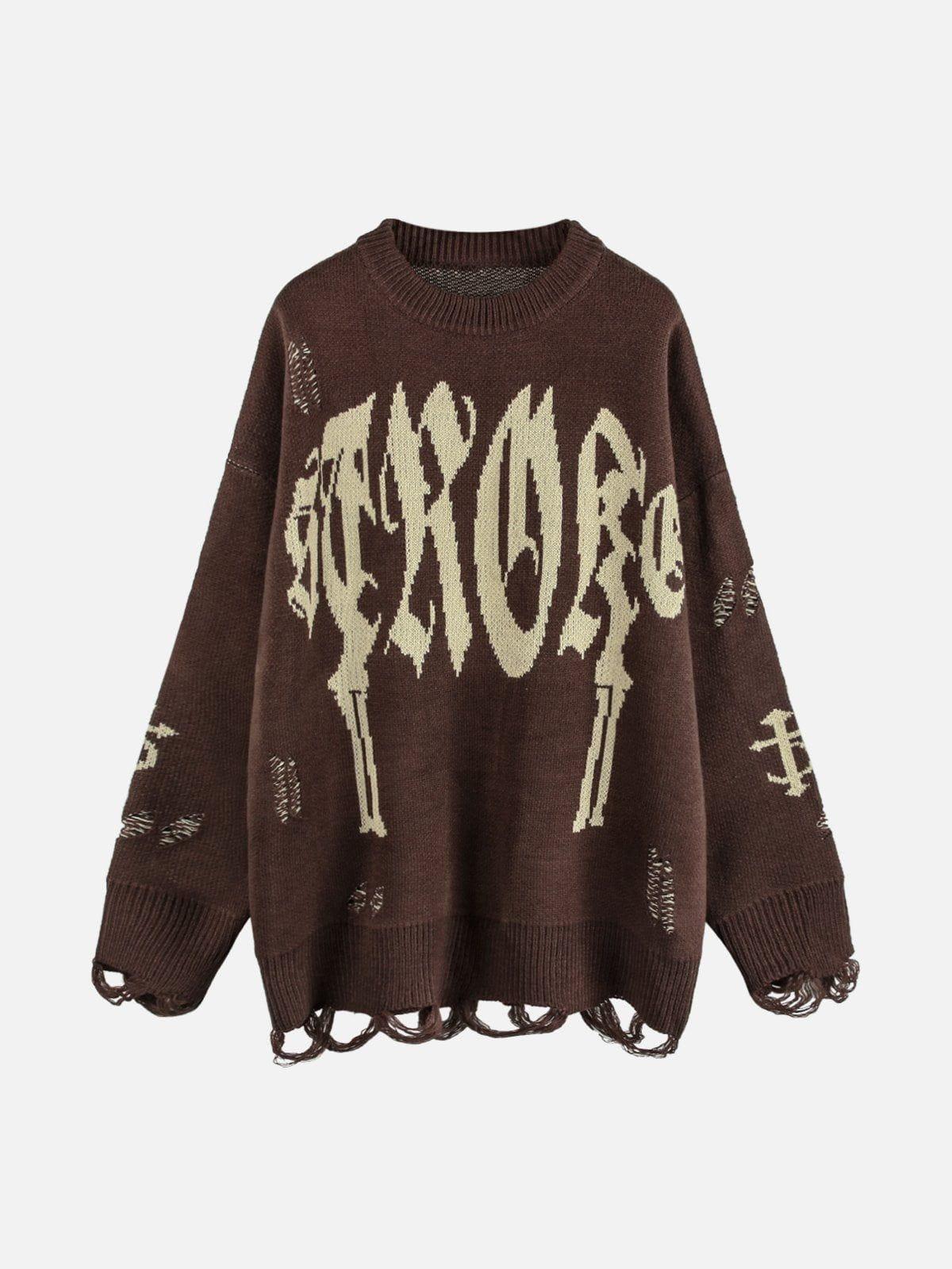 Concert Outfit Vintage Gothic Ripped Sweater Concert Outfit Vintage Gothic Ripped Sweater