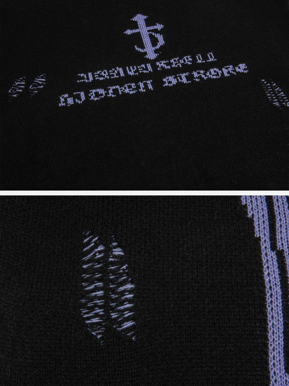 Concert Outfit Vintage Gothic Ripped Sweater Concert Outfit Vintage Gothic Ripped Sweater