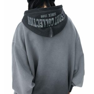Concert Outfit Vintage Gradient Hooded Loose Sweatshirt