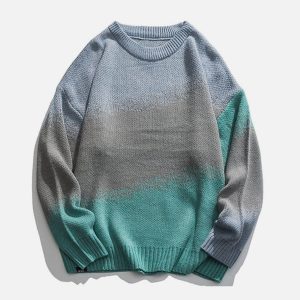 Concert Outfit Vintage Gradient Knit Sweater