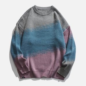 Concert Outfit Vintage Gradient Knit Sweater