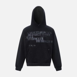 Concert Outfit Vintage Gradient Slogan Letters Print Hoodie