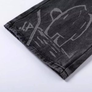 Concert Outfit Vintage Graffiti Print Jeans