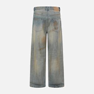 Concert Outfit Vintage Graffiti Washed Distressed Jeans
