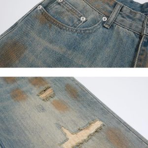 Concert Outfit Vintage Graffiti Washed Distressed Jeans