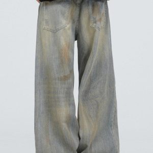 Concert Outfit Vintage Graffiti Washed Distressed Jeans