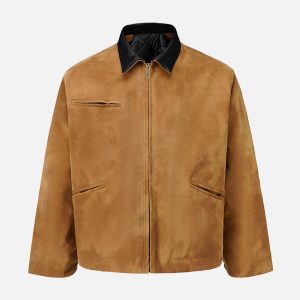 Concert Outfit Vintage Heavy Suede Quilted Work Jacket