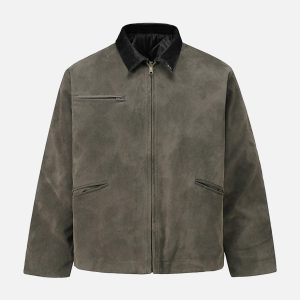 Concert Outfit Vintage Heavy Suede Quilted Work Jacket