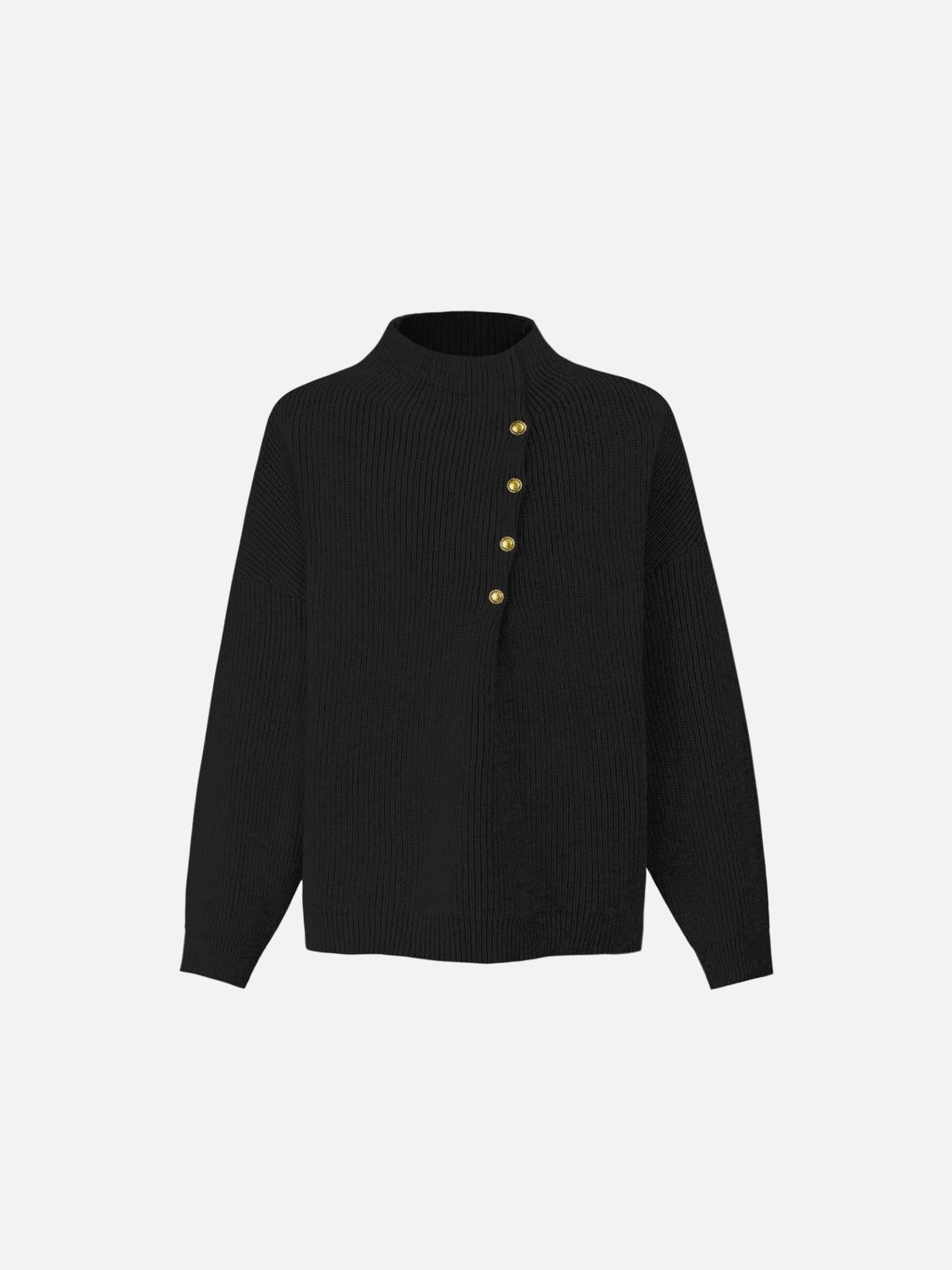 Concert Outfit Vintage High-Neck Button Leisure Sweater Concert Outfit Vintage High-Neck Button Leisure Sweater