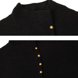 Concert Outfit Vintage High-Neck Button Leisure Sweater