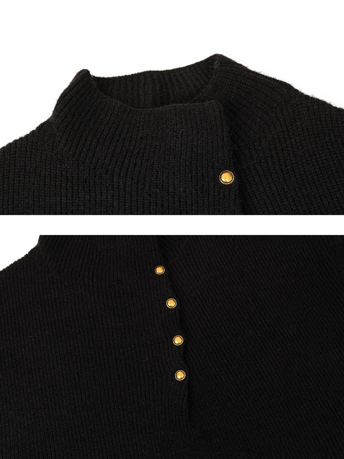 Concert Outfit Vintage High-Neck Button Leisure Sweater Concert Outfit Vintage High-Neck Button Leisure Sweater