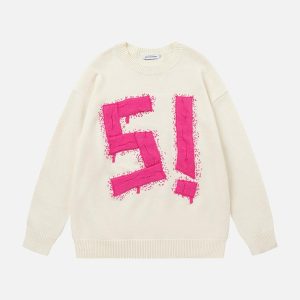 Concert Outfit Vintage High Street Embroidery Sweater