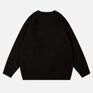 Concert Outfit Vintage High Street Ripped Butterfly Sweater