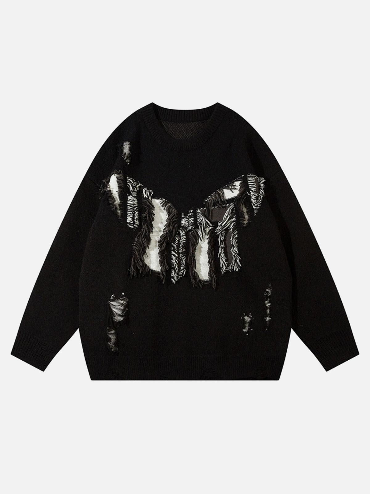 Concert Outfit Vintage High Street Ripped Butterfly Sweater Concert Outfit Vintage High Street Ripped Butterfly Sweater