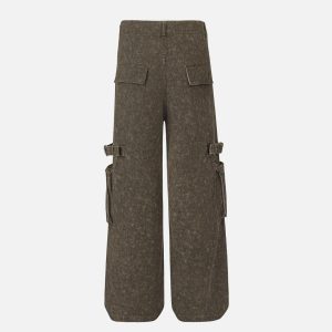 Concert Outfit Vintage High Street Side Big Pocket Pant