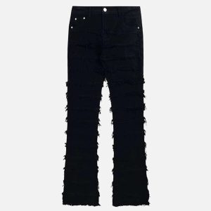 Concert Outfit Vintage Layered Raw Edge Slim Jeans
