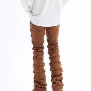 Concert Outfit Vintage Layered Raw Edge Slim Jeans