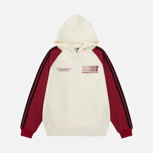 Concert Outfit Vintage Letter Stripe Splicing Hoodie