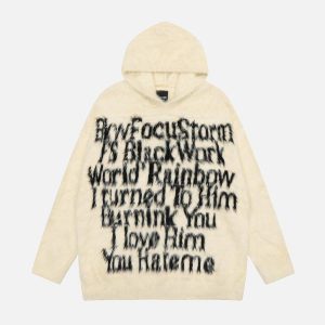 Concert Outfit Vintage Lettering Seahorse Fur Hoodie