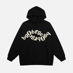 Concert Outfit Vintage Letters Towel Embroidery Hoodie