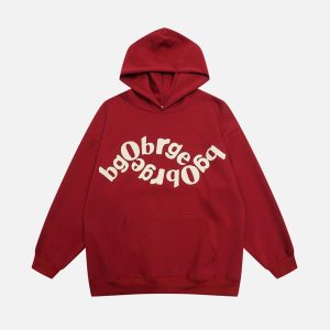 Concert Outfit Vintage Letters Towel Embroidery Hoodie