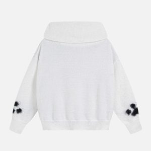 Concert Outfit Vintage Little Bear Paw Print Painting Casual Sweater