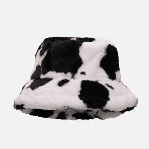 Concert Outfit Vintage Milk Cow Pattern Hat