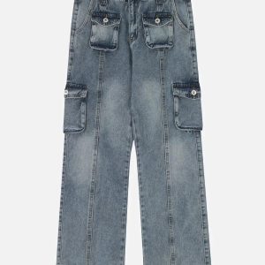 Concert Outfit Vintage Multi Pocket Jeans