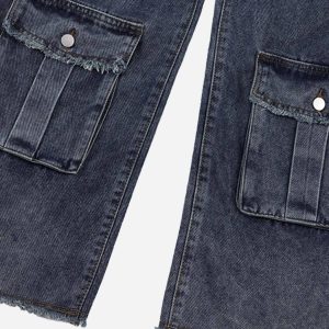 Concert Outfit Vintage Multi-Pocket Workwear Jeans