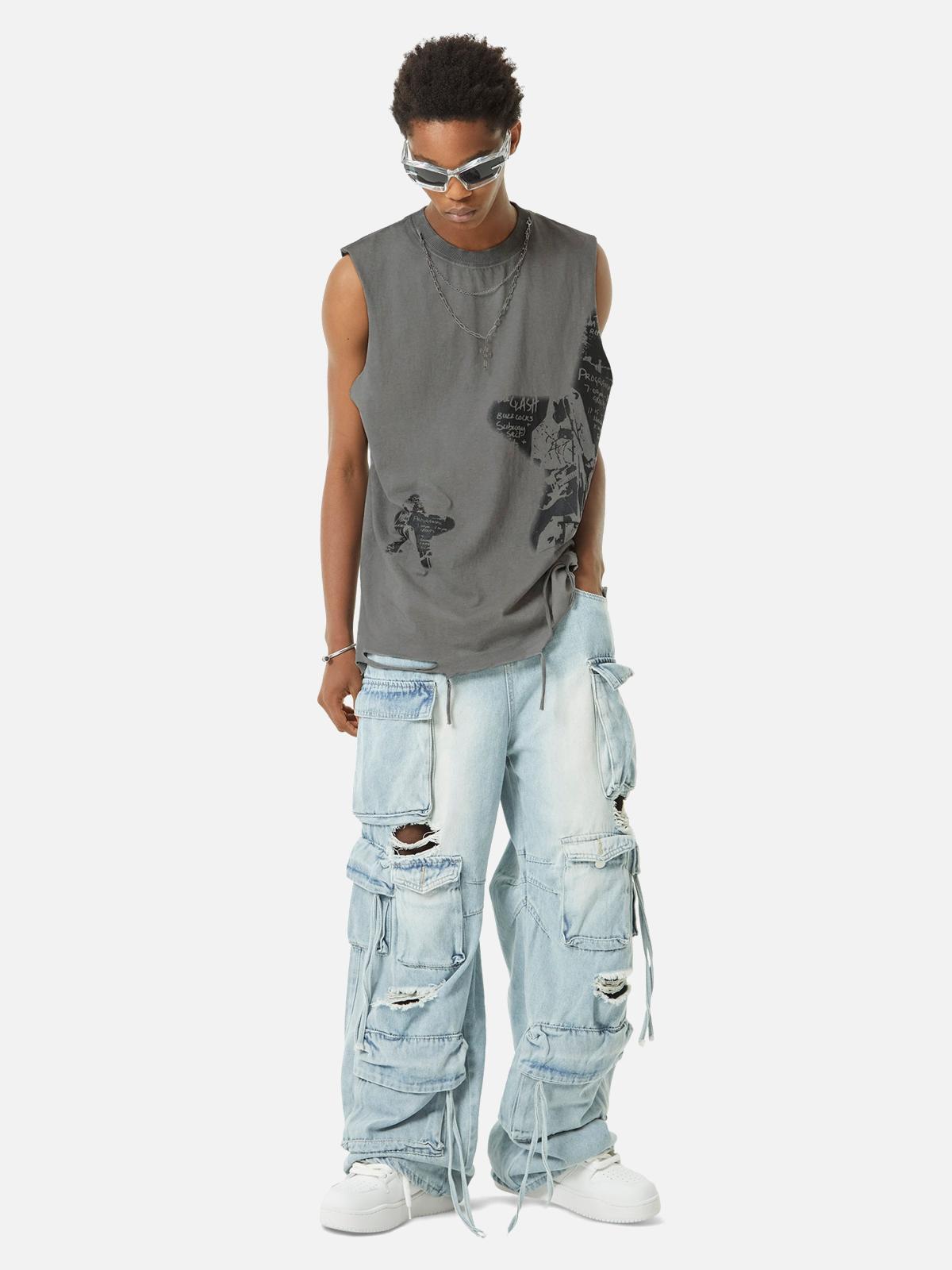 Concert Outfit Vintage Necklace Star Print Hip-Hop Tank Top Concert Outfit Vintage Necklace Star Print Hip-Hop Tank Top