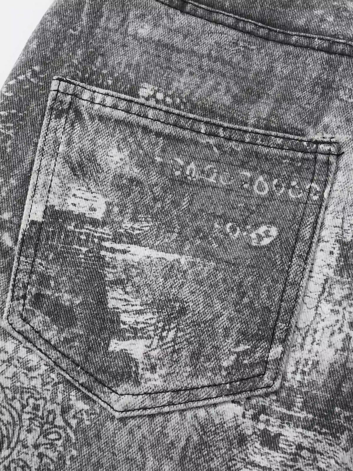 Concert Outfit Vintage Paisley Digital Print Straight Jeans Concert Outfit Vintage Paisley Digital Print Straight Jeans