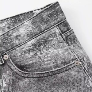 Concert Outfit Vintage Paisley Digital Print Straight Jeans