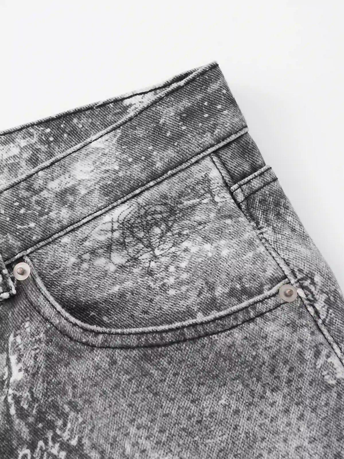 Concert Outfit Vintage Paisley Digital Print Straight Jeans Concert Outfit Vintage Paisley Digital Print Straight Jeans