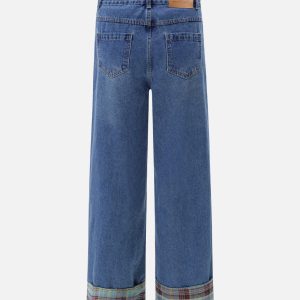 Concert Outfit Vintage Plaid Cuffed Jeans