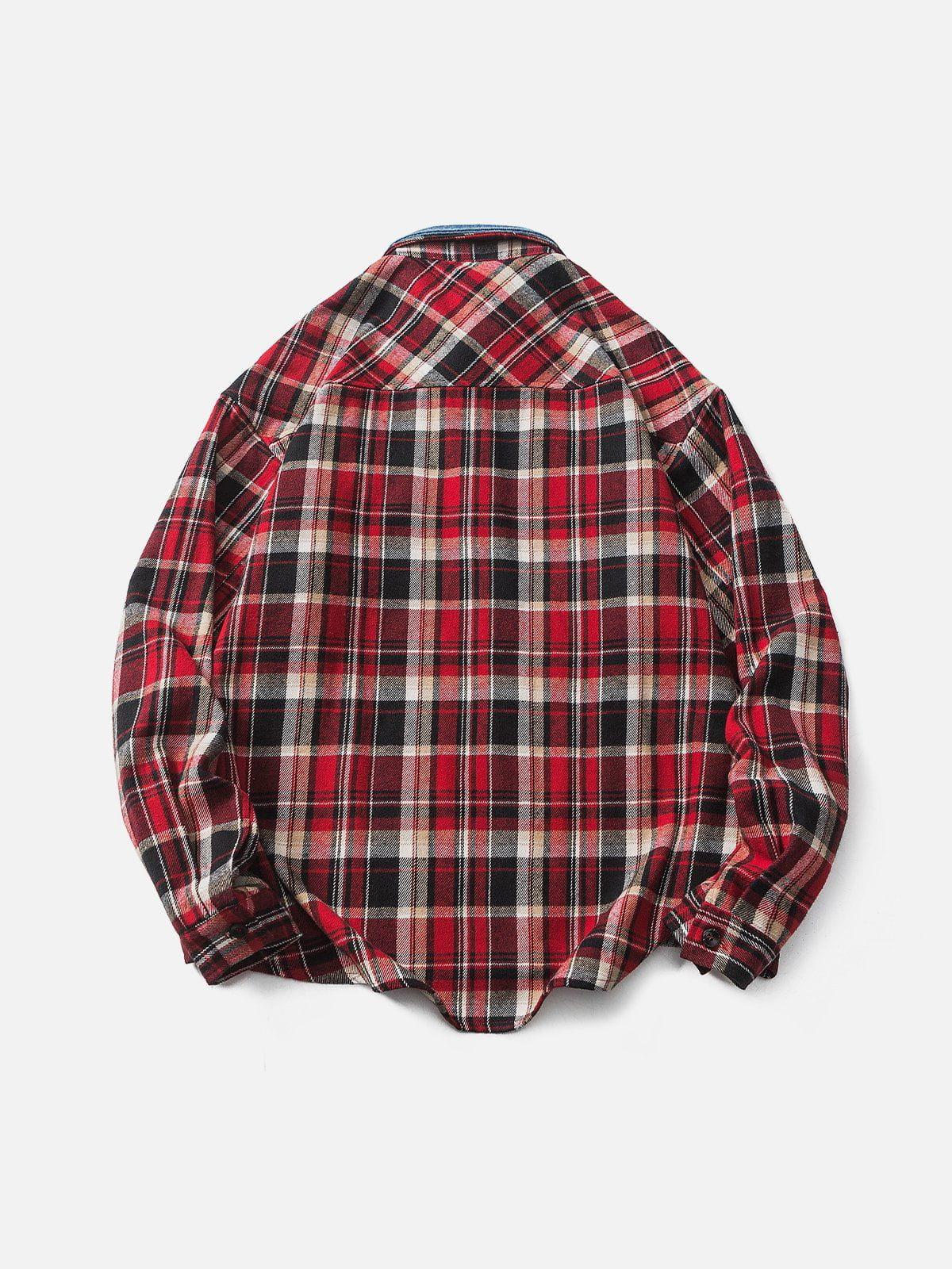 Concert Outfit Vintage Plaid Long-Sleeved Shirt Concert Outfit Vintage Plaid Long-Sleeved Shirt