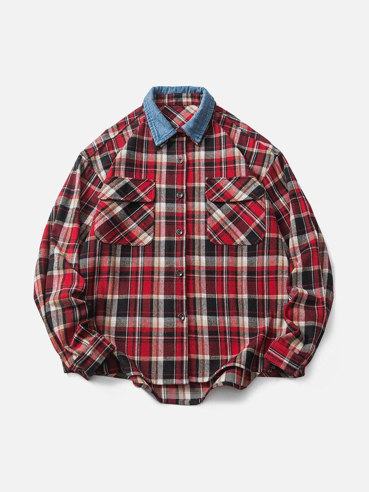 Concert Outfit Vintage Plaid Long-Sleeved Shirt Concert Outfit Vintage Plaid Long-Sleeved Shirt