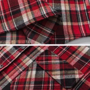 Concert Outfit Vintage Plaid Long-Sleeved Shirt