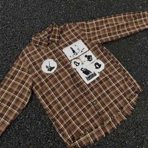 Concert Outfit Vintage Portrait Applique Long Sleeve Shirt