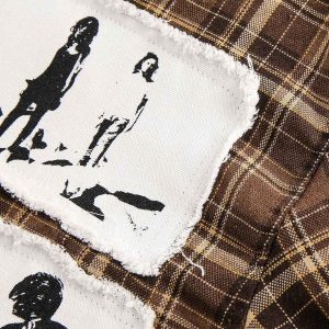 Concert Outfit Vintage Portrait Applique Long Sleeve Shirt