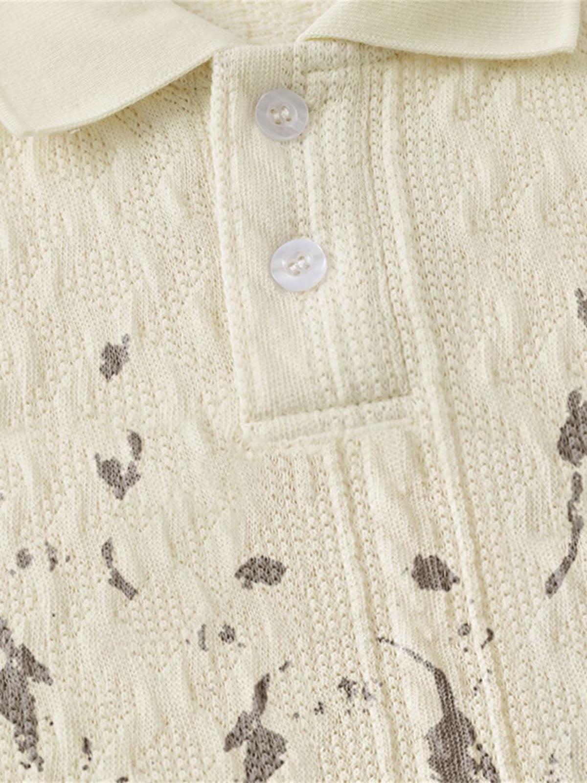 Concert Outfit Vintage Print Lapel Short Sleeve Polo Shirt Concert Outfit Vintage Print Lapel Short Sleeve Polo Shirt