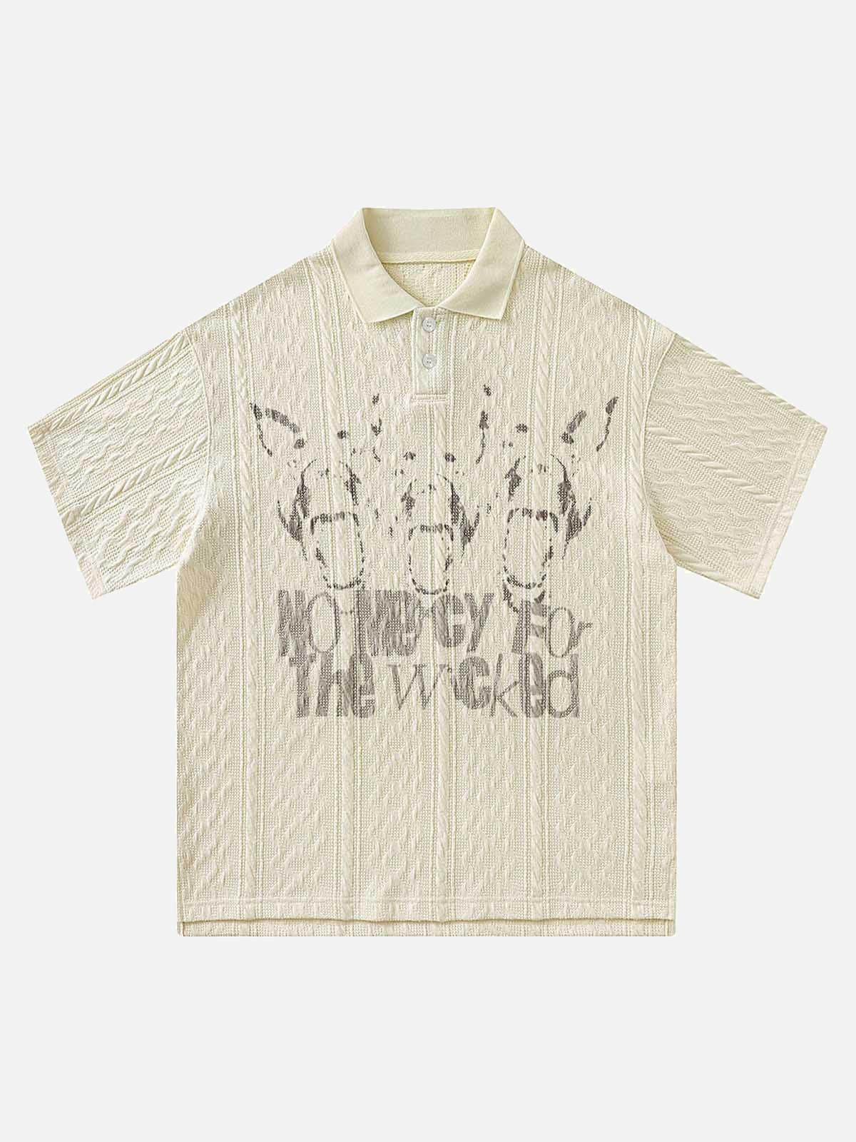 Concert Outfit Vintage Print Lapel Short Sleeve Polo Shirt Concert Outfit Vintage Print Lapel Short Sleeve Polo Shirt