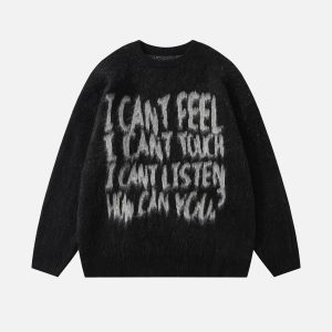 Concert Outfit Vintage Print Letter Sweater